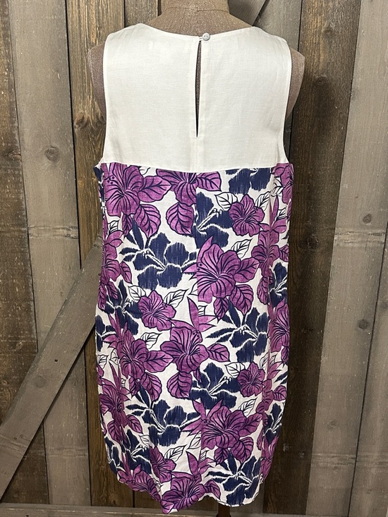 Tommy Bahama Linen Blend Floral Shift Dress Purple White Sleeveless Size M - Picture 3 of 10